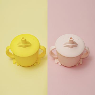 wholesale Silicone duck water cup with lid straw