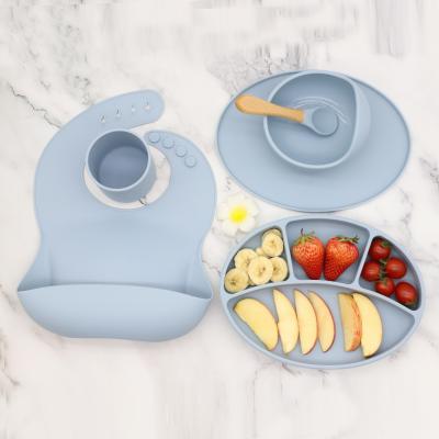 oem Non Slip Food Grade Silicone Divided for Toddler Kids Baby Suction Plate