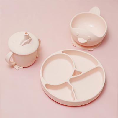 Custom Duck Shape Silicone Plate Blow And Cup Baby Feeding Set Supplier