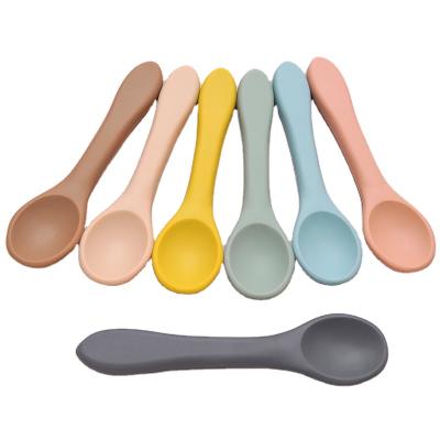 OEM BPA Free Cute Matching Baby Bowl Feeding Silicone Spoon and Fork Set