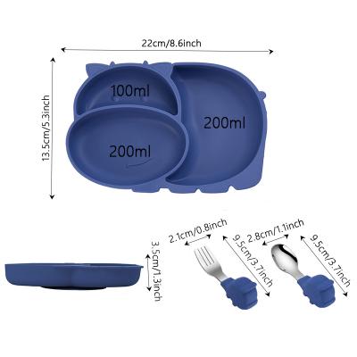 oem Anti Skid and Heat-Resisitant Silicone Baby Dinner Plates with spoon fork