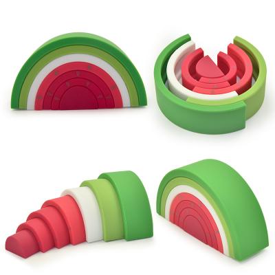 wholesale New Food Grade BPA FREE Silicone rainbow Stacking Toy