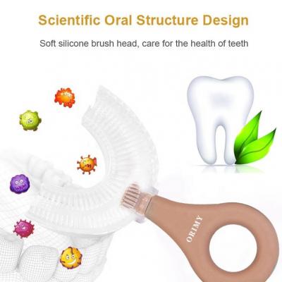 custom printed Kid Children Eco-Friendly U Shape 360 Degree Toothbrush