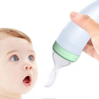 OEM&ODM Silicone Feeding Baby Bottle with Soft Spoon and Suction Lid