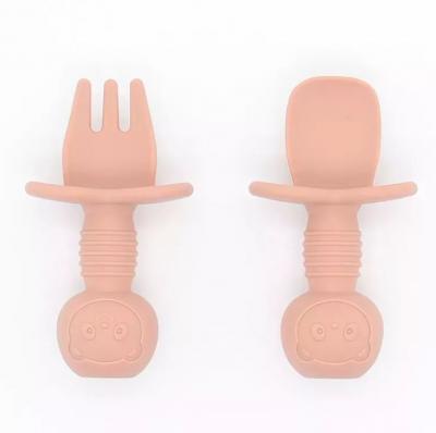 custom Silicone Soft tip Training Spoon for Baby silicone feeding spoon fork