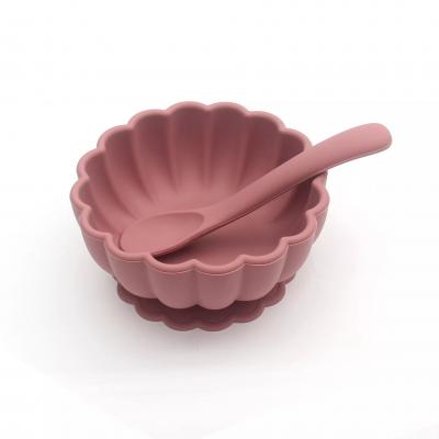Hot Silicone shell bowl BPA free silicone suction bowl and spoon set